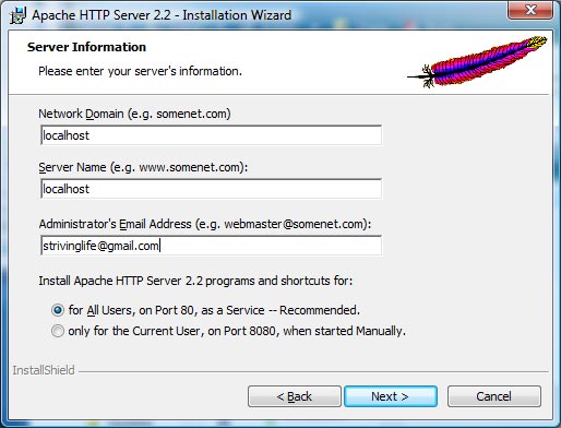 Apache 2.2.9 Install Server Information