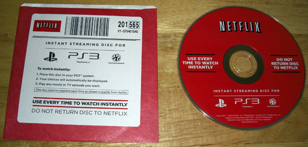 Netflix Instant Streaming Disc for Playstation 3