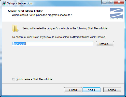 Subversion Setup Screen 5