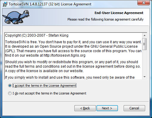 TortoiseSVN Setup Screen 2