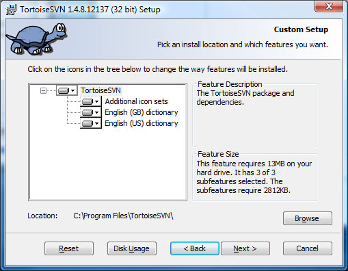 TortoiseSVN Setup Screen 3